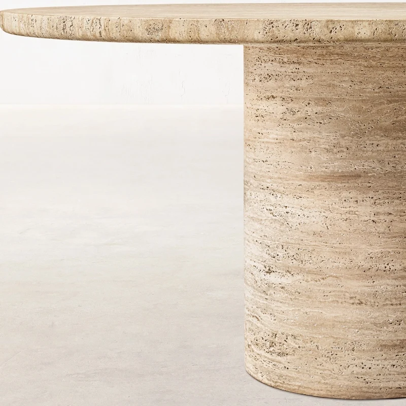 Круглый обеденный стол, популярный желтый, белый, из травертина, круглый мраморный обеденный стол