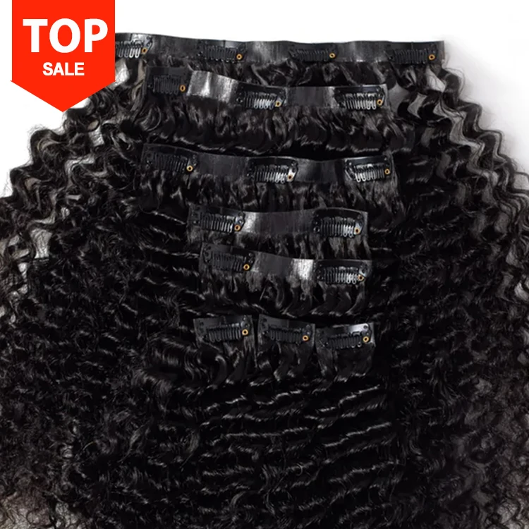 Mongolian virgin 3c 4a 4b 4c afro kinky curly clip in hair extensions 100% raw indian hair clip ins human hair extensions