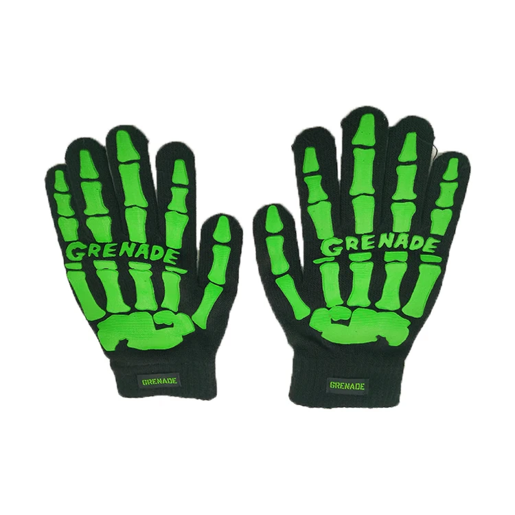 Cool handsome hand bone pattern full finger gloves acrylic knitted cotton winter warm gloves