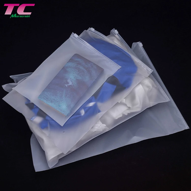 Translucent PVC Clear Plastic Bags Custom Logo Frosted Poly Zipper Bags For Clothes Shirt Swimwear Packaging