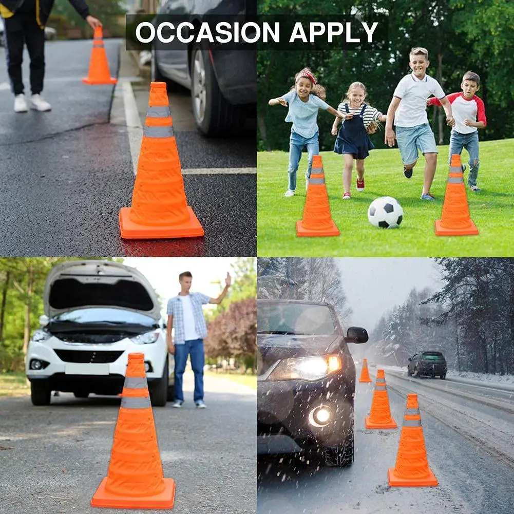 Collapsible Traffic Cones PVC Safety Road Parking Fluorescent Orange Pop up Emergency Reflective