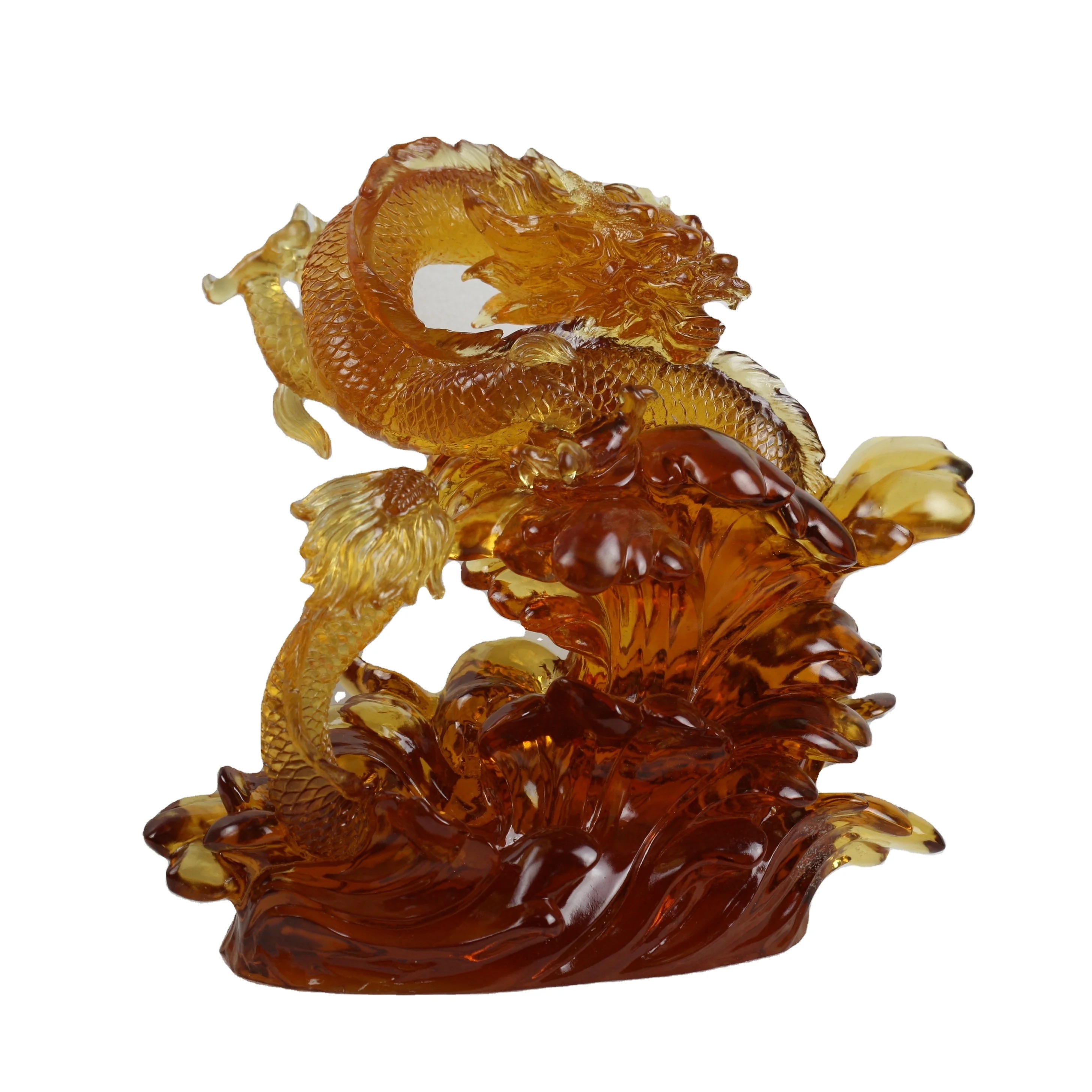 Ручной работы по индивидуальному заказу потерянное восковое литье художественное стекло китайский дракон фэн-шуй украшения