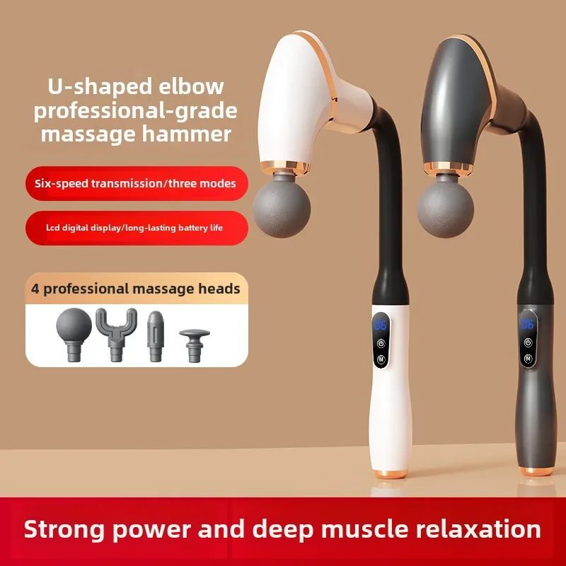 2024 Deep Tissue Body Fascial Gun Massage Hammer Portable U-Shaped Back Massager Upgraded LED Screen Pain Relief