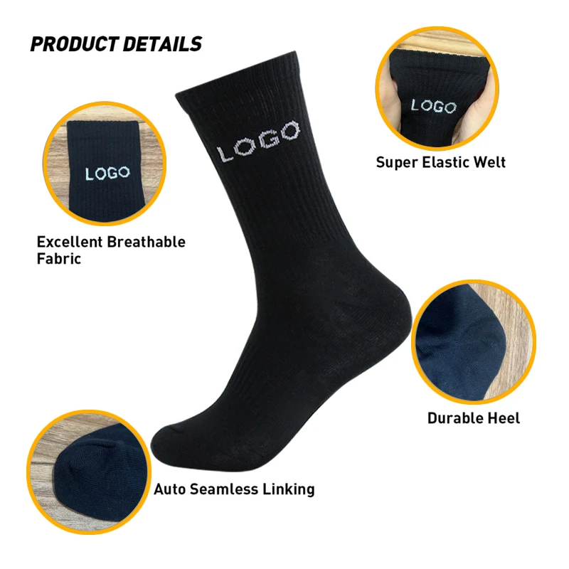 HAD Custom Cotton Men Socks Custom Made Crew Socks Custom Logo Fashion Cotton Socks