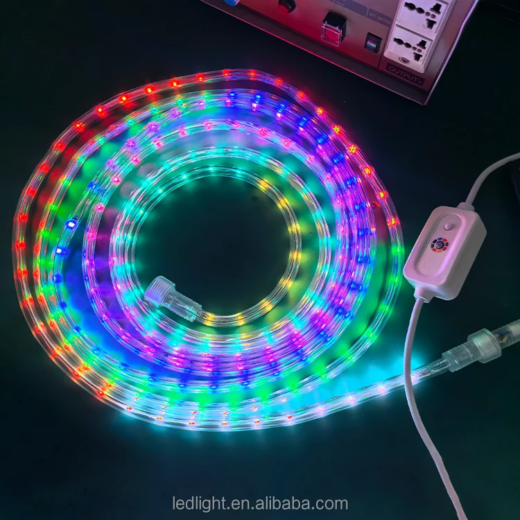 230 В мерцающий красочный уличный веревочный светильник Rgb водонепроницаемые Холодостойкие Рождественские огни с дистанционным управлением светодиодные веревочные