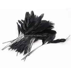Wholesale Black Stripped Rooster Tail Feather Trims Fringe for Dress Lace Trimming
