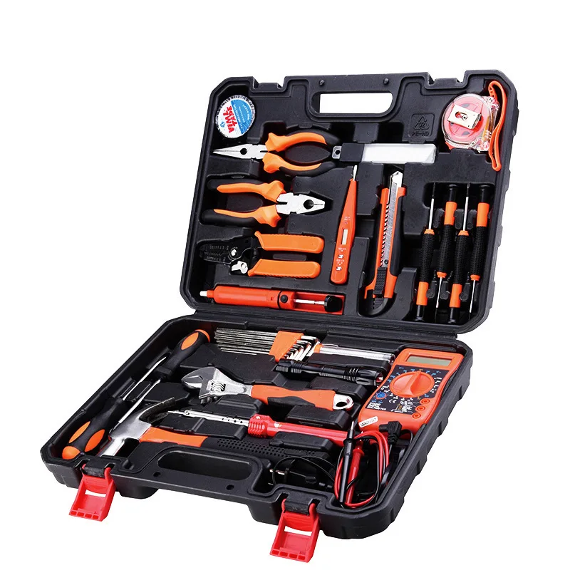 37PCS China Factory general Household Repair Hand Tool Set with Electric Iron Pliers Solder Wire