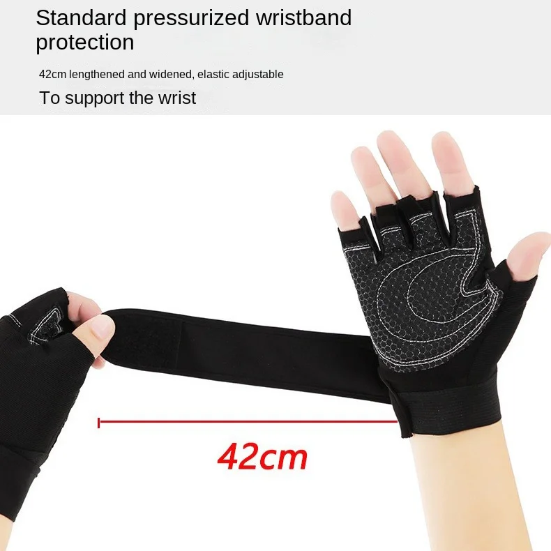 New Anti-Slip Half-Finger Fitness Gloves for Men Women Protective Wrist Barbell Riding Sports Equipment for Gym Use Cross-Border