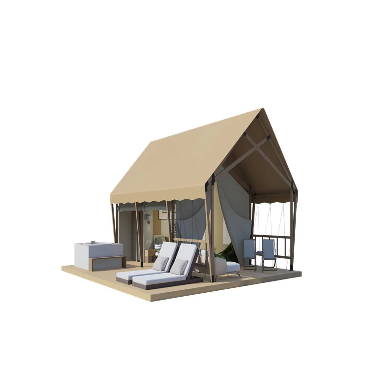 Supplier makes PVC waterproof luxury camping material outdoor safari tent