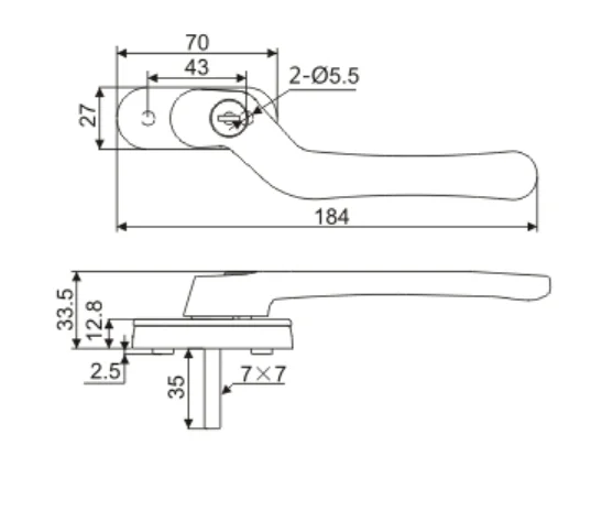 Aluminium Alloy  Door Lock Handle And  Plastic Window Handle For Door Handle Lock