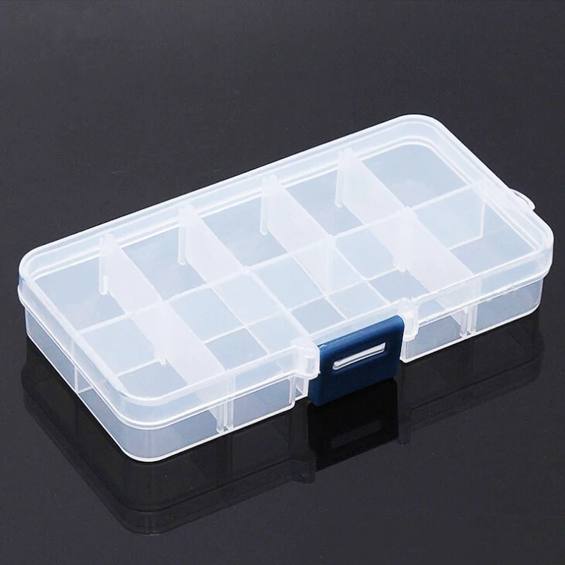 10 grids empty clear plastic rhinestone nail art diamonds studs storage case box