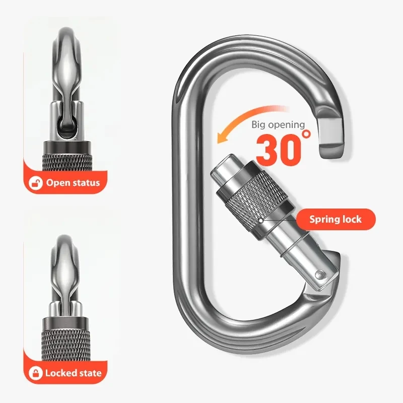 JRSGS CE Certified 25KN 0-Shaped Carabiner Manufacturer Spring Snap Hook Climbing Aluminum clip Outdoor Sports S7108C