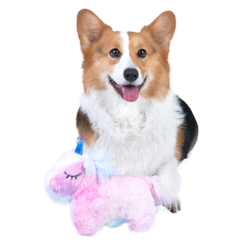 Anxiety Relief Dog Chew Toys Unicorn Heavy Duty Pink Undistruktable Plush Simulation Flamingo Dog Toy With Rope