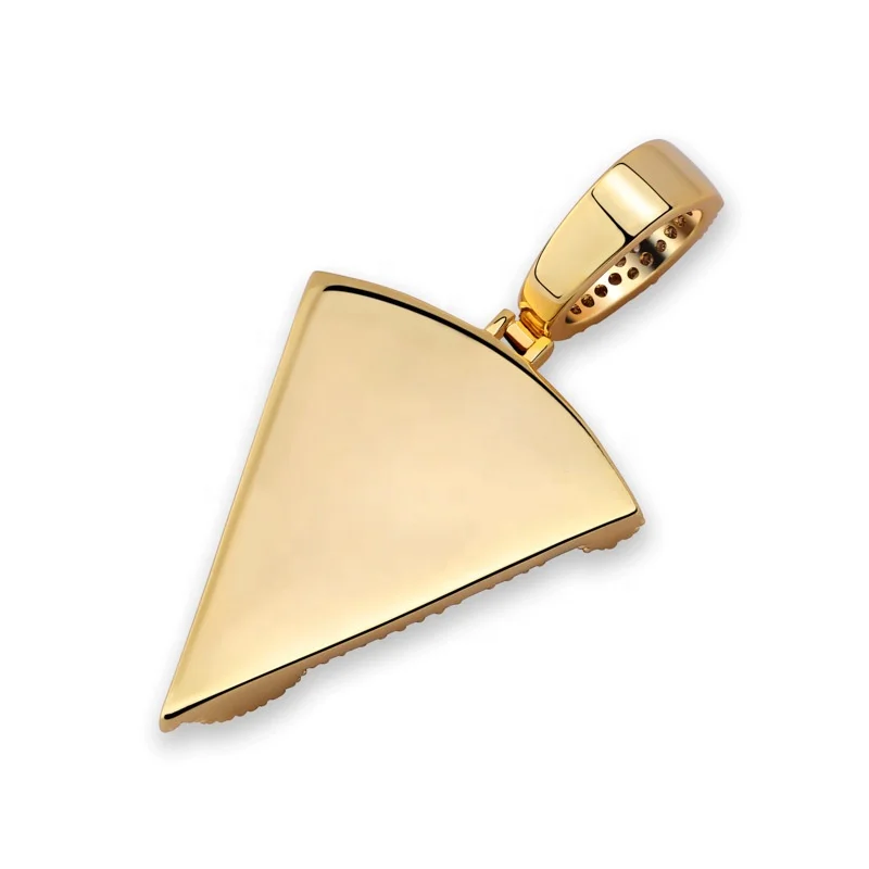 Hip Hop Jewelry Vintage Solid Zirconia Iced Out Pizza Pendant necklace Stereo Gold And Silver Micro Pave AAA+ CZ Stone Pendant
