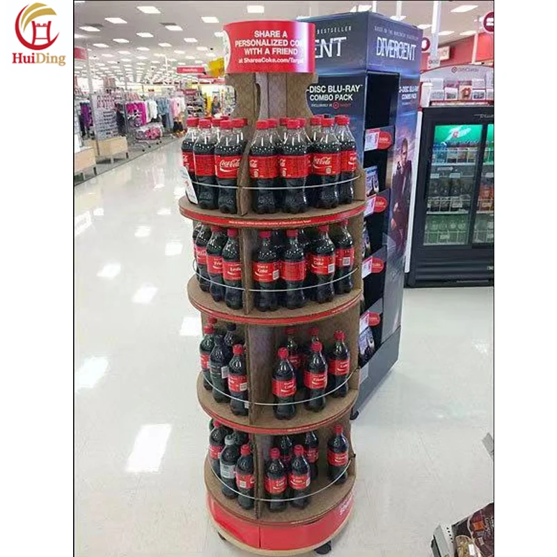 Pop Custom Floor supermarket Standing metal  Coca Cola Display Rack for  Beverage Display Promotion
