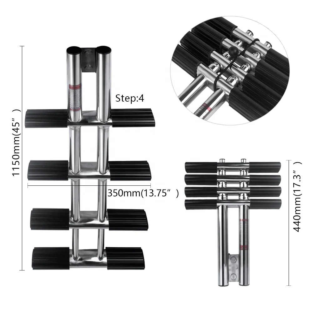 Boat Sport Dive Ladder 4 Step Vertical Telescopic Folding Swim