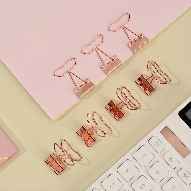 Promotional Metal Rose Gold Cheap Heart Fish Tails Shape File Binder Paper Clip For Office