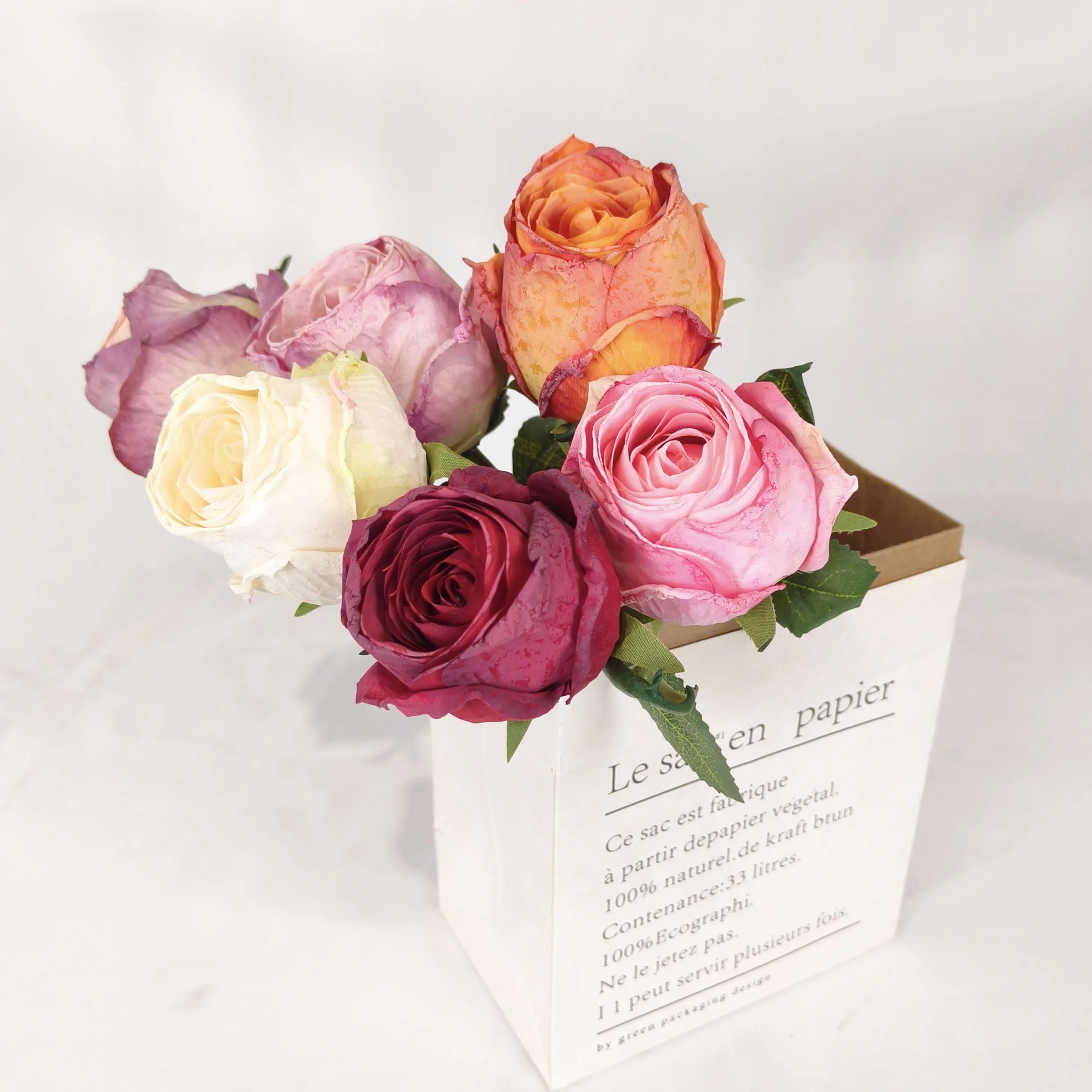 YIWAN big Single burned edge lover roses acacia rose Cheap Flowers for Home Wedding Decorative Flowers Hot Sale