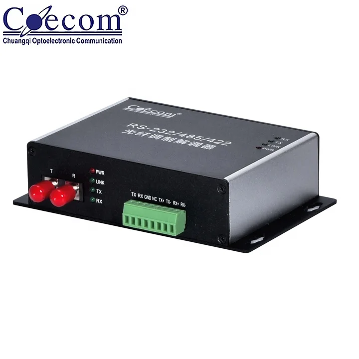 ROHS Single Channel Fiber Modem DIN RS232 / 422 / 485 Serial Port Fiber Modem Single Mode ST Fiber Modem