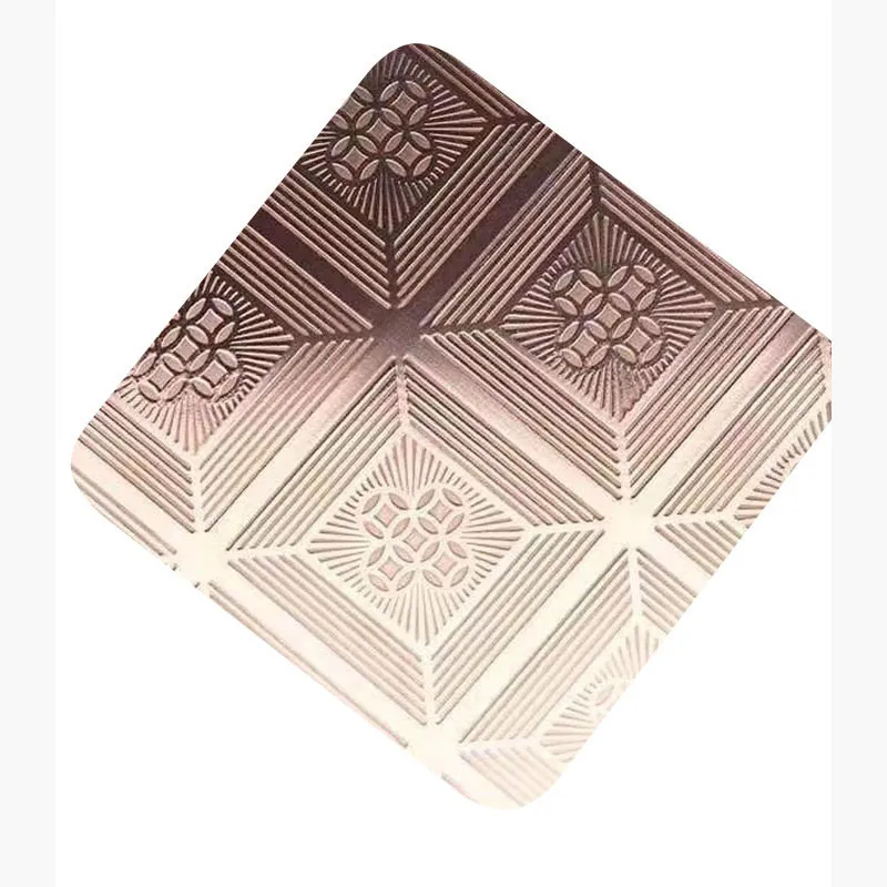 food grade 304 316 stainless steel sheet metal cutting to size embossed finish rose gold color for kitchen walls decoration