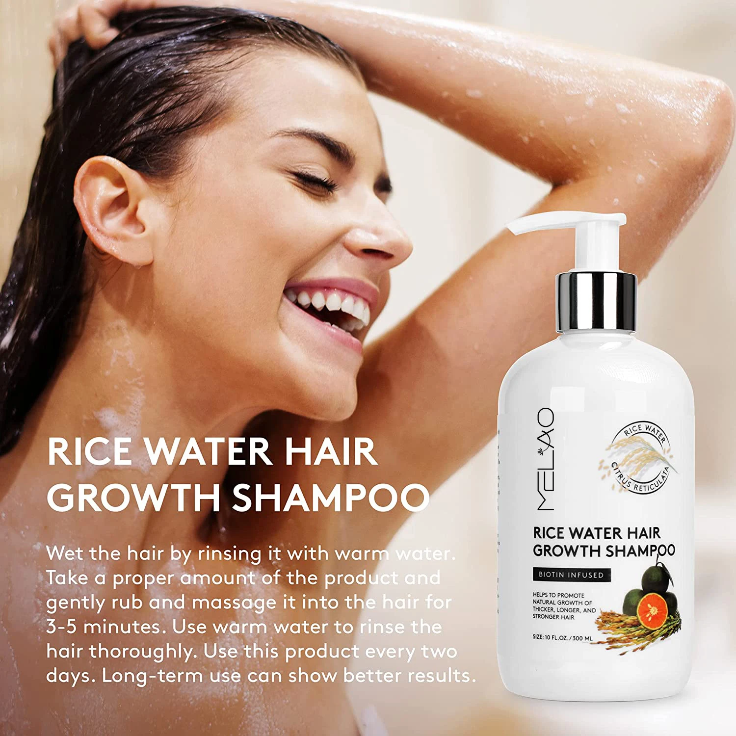 Vegan Hair Thickening Moisturizing Anti-Hair Loss Rice Shampoo Rice Water Hair Growth Shampoo