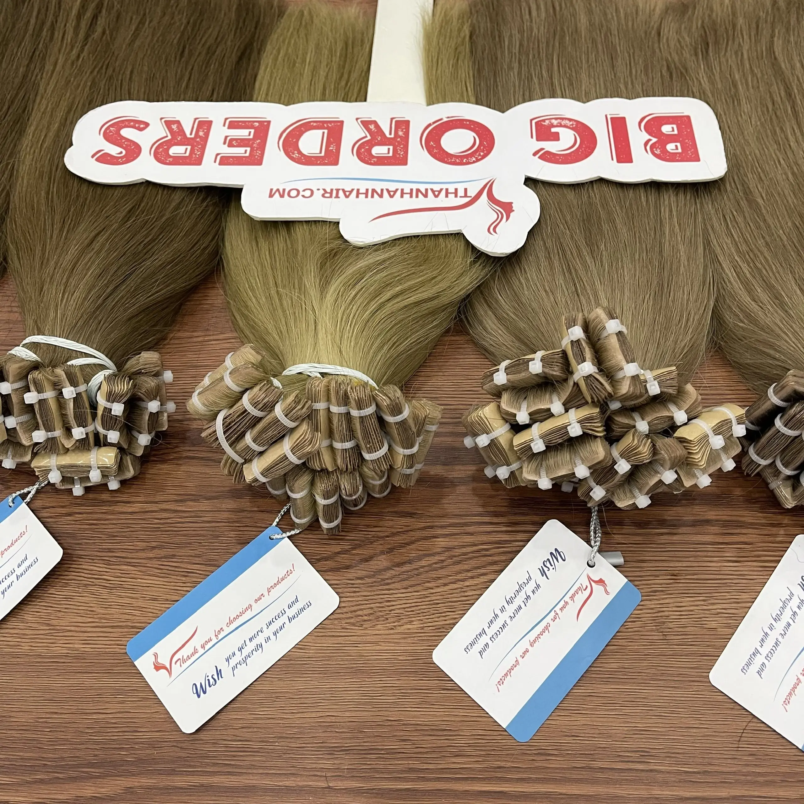 Flash Sale on 100% Natural Vietnamese Raw Hair Weft Beautiful Blonde Colors Dyed Human Hair with Invisible Tape Available Stock