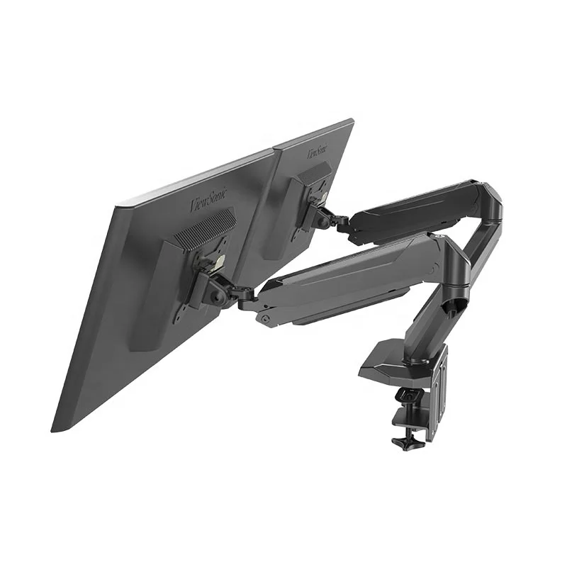 Gas Spring Arm Dual Monitor Stand Fits For Two Computer Screens 15 to 27 inches Black-GM224U