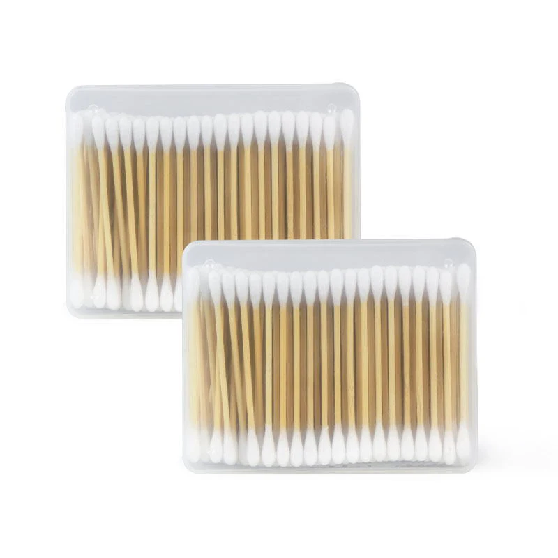 Double Headed Cotton Ear Buds Stick Biodegradable Eco Friendly Organic Bamboo Cotton Swab With Box