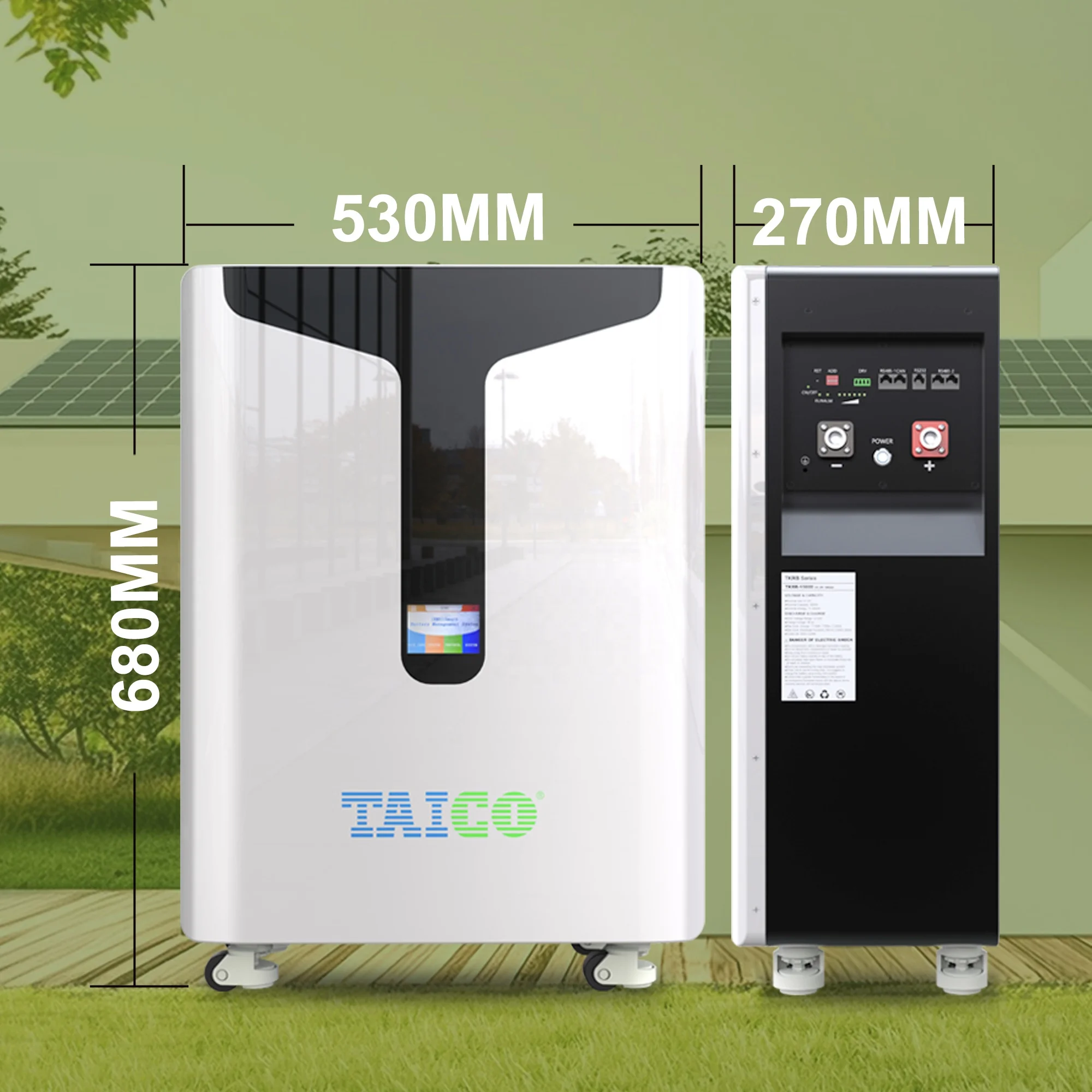 Глубокий цикл TAICO 48 В 100Ah Lifepo4 15wkh 16wkh вертикальная интегрированная машина легко перемещается с поддержкой Wi-Fi/Bluetooth литий-ионная батарея