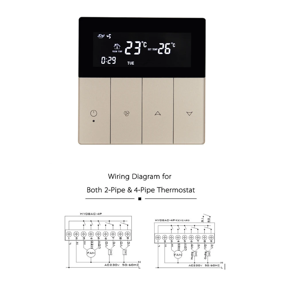 Fan Coil Units Thermostat Air Condition Wifi 4pipes RS485 Hvac System Modbus Programmable Air Conditioning System for Smart Home