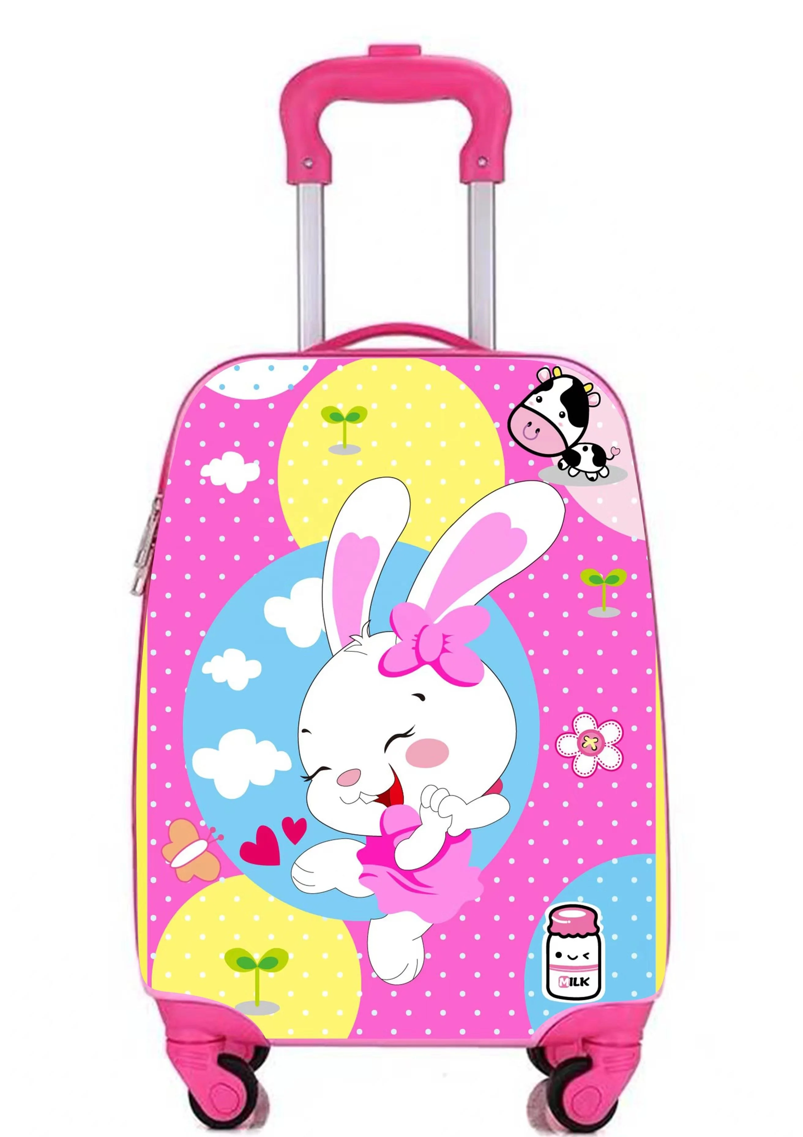 Hot Selling Cheap ABS PC Children Cute Cartoon Character Suitcase Wholesale OEM Custom 16 Inch Printing Hard Shell Kids Luggage