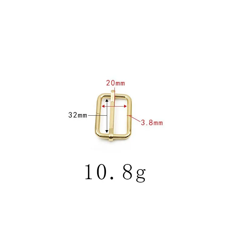 Consen 32MM Metal Decorative Shoulder Leather Bag Strap Squared Adjust Tri-glide Pin Buckle Slider Loop