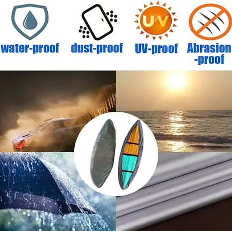 420D Kayak Cover Heavy Duty Waterproof UV Resistant Kayak Covers Boat Covers for Outdoor Storage