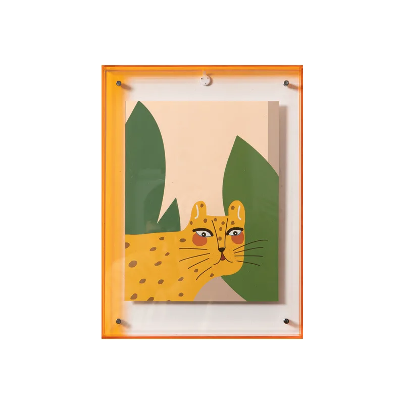 Modern Tabletop Standing Decorative Orange Acrylic Neon Shadow Box Picture Frame