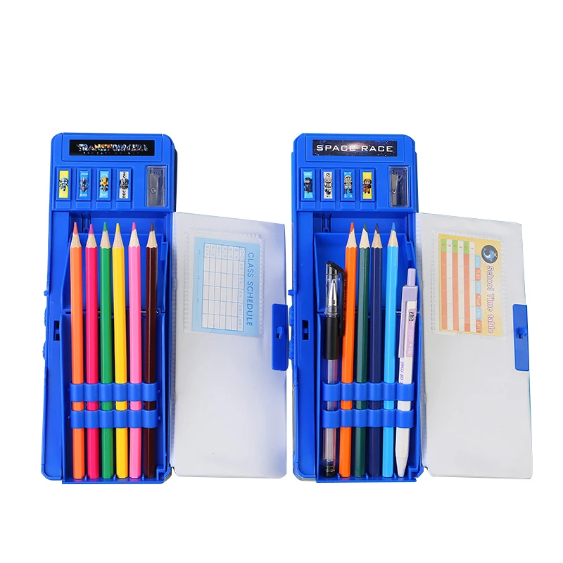 Creative Hot Selling  Double Layer Multifunctional Pencil Box Cartoon Boys Stationery Bag