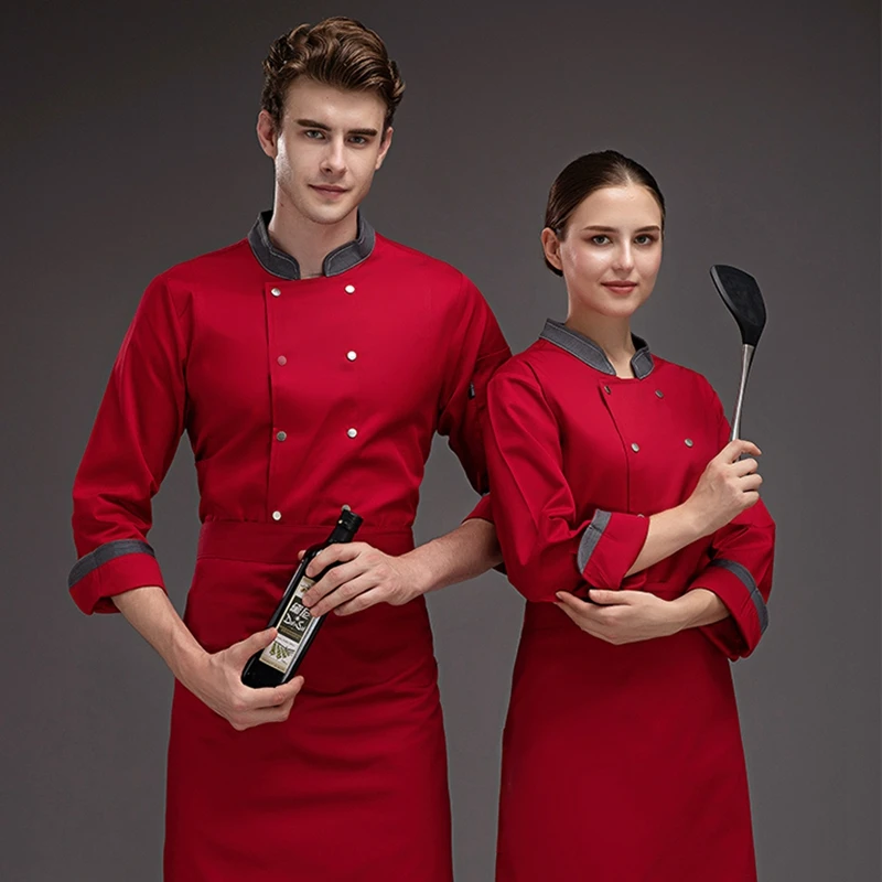  Chef dress custom long-sleeve catering work clothes printing bakers double-breasted chef labor insurance