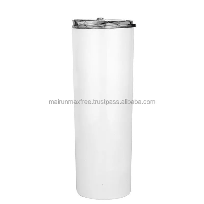 US Warehouse Stainless Steel Insulated Sublimation Mugs 20 Oz Skinny Blank Sublimation Tumblers with straw and lids