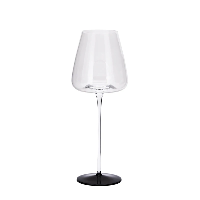 High quality hand blown black base burgundy wine glasses