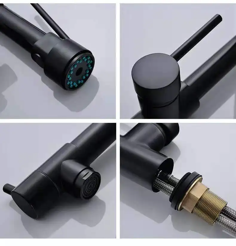 Factory Direct Durable Deck Mounted Swivel Kitchen Sink Tap Universal Rotatable Spring Flexible Pull Down Spray Kitchen Faucet