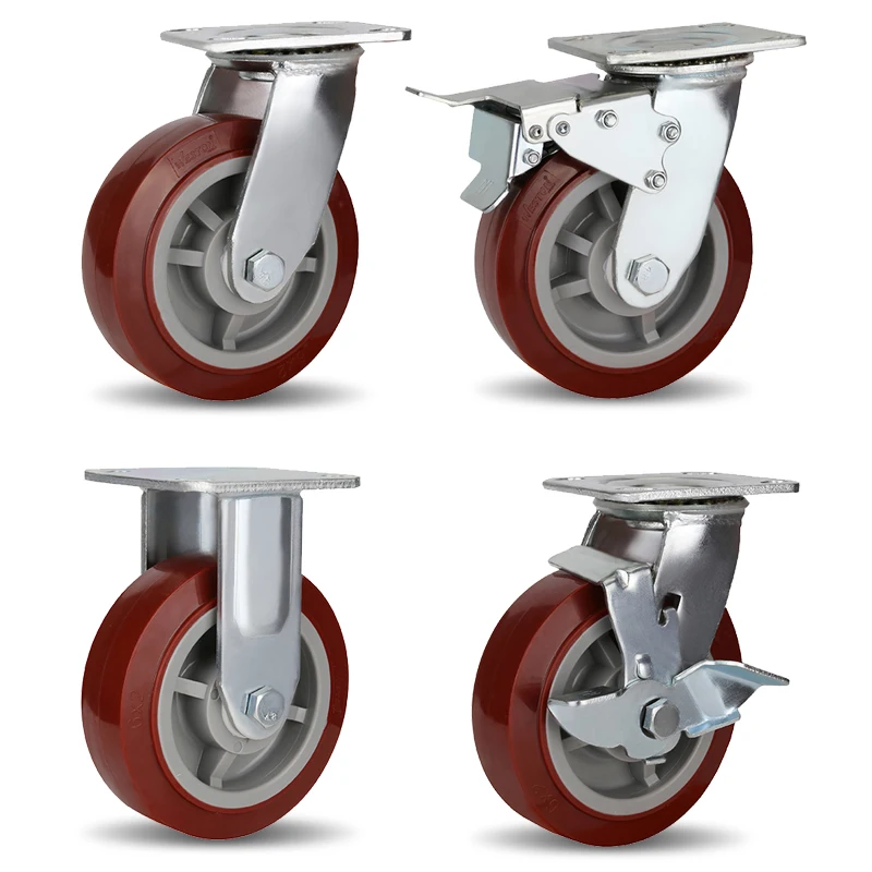 PU Heavy Duty Rotate Alloy Steel Caster Wheel Trolley Hand Carts Castor