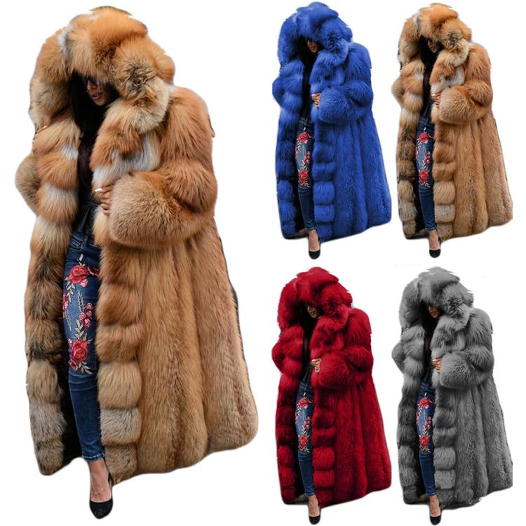 2024 New KYT Design Women Fox Fur High Quality Genuine Jacket Thick Jackets 5xl Plus Size Long Winter Warm Overcoats