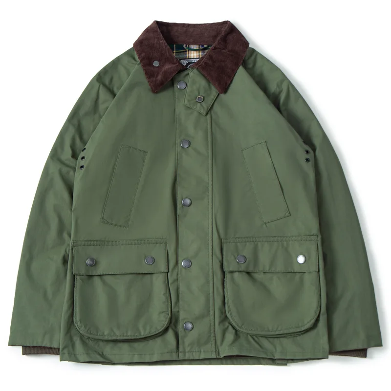 New design vintage corduroy jacket men fashion multiple pocket tweed hunting suit jacket English button rivets riding jacket