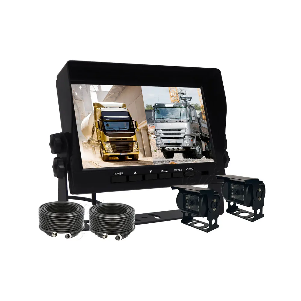 2-Channel Split Display 7-Inch HD Screen Blind Spot Monitor Waterproof Rearview Mirror Backup Camera Astern Assistance Kit