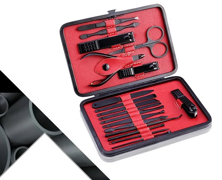 Роскошный Черный дверные ручки из нержавеющей стали 15 шт. Личный Уход за ногтями Ножницы Для Стрижки резак комплект маникюрный набор для педикюра