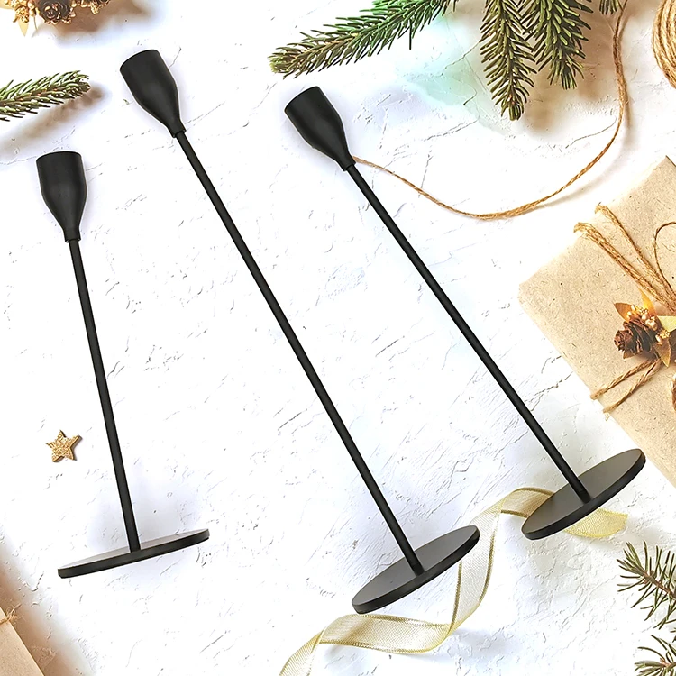 Nordic Home Decorative Multiple Black Metallic Iron Gold Taper Metal Candlestick Holder