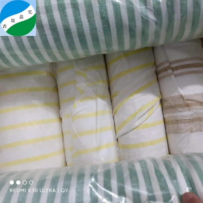 2024 new item woven cotton linen yarn dyed stripe stock lot fabric dress summer clothes
