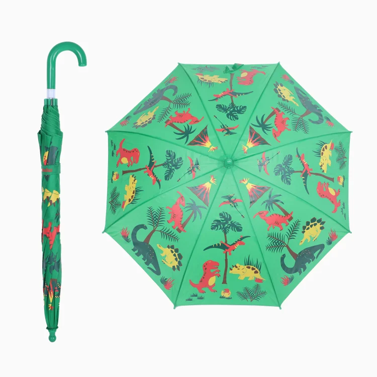 
Новинка 2020, индивидуальный дизайн, ручное открытие, зеленый шелкографический принт животных, мультяшный прямой детский зонтик  (62163362630)