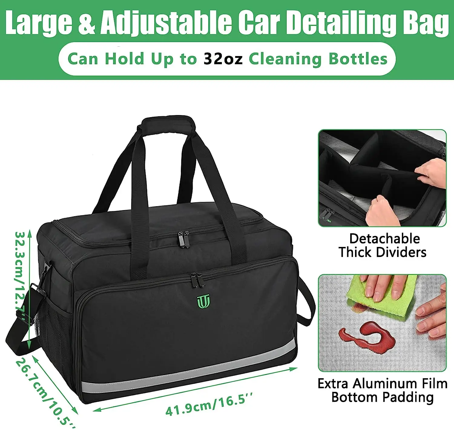 Large Car Detailing Bag Cleaning Caddy for Auto Detailing Supplies Car Cleaning Storage Trunk Tool Organizer