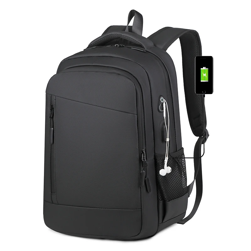 Custom Logo Large capacity college student school bag with usb men Waterproof Business Laptop Backpack With Headphone jack