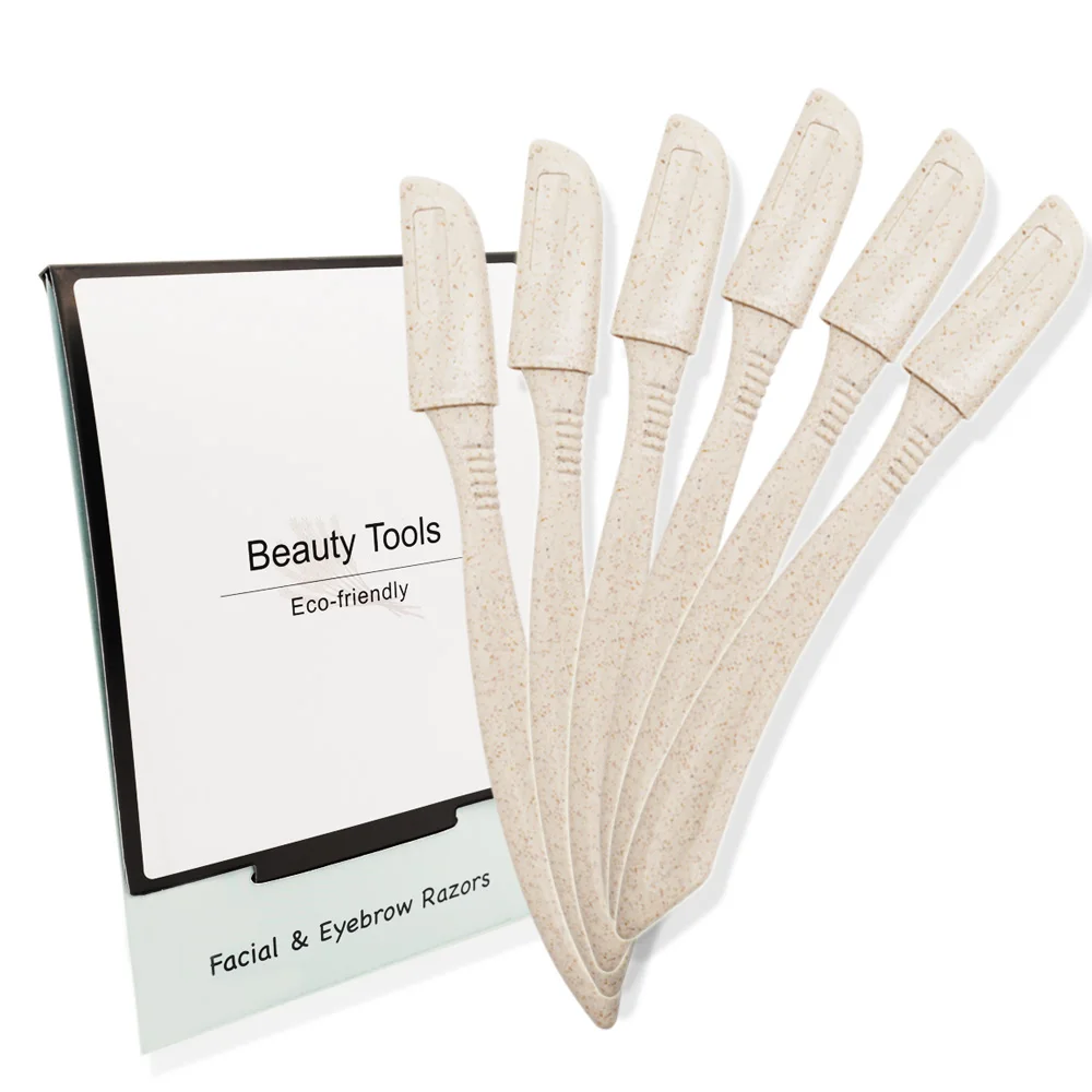 RTS ECO friendly Wheat Straw Fiber Eyebrow Razor Lady Shave Eyebrow Trimmer Natural Color Dermaplaning Tool Eyebrow Razor